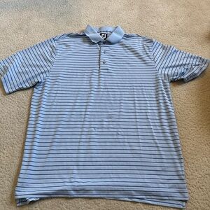 FootJoy Men's Sky Blue Golf Short Sleeve Polo with Dark Stripes